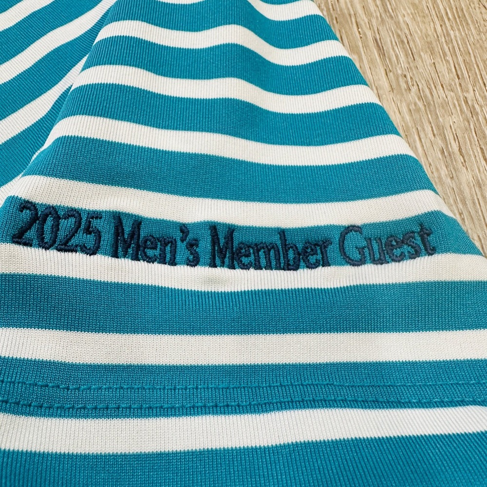 Greyson Polo Mens XL Teal White Striped Lago Mar Country Club Golf Polo Shirt - Picture 16 of 16